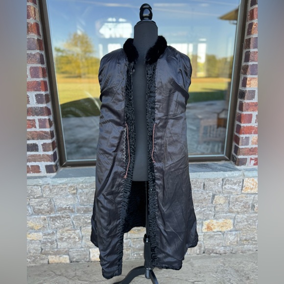 Stunning Midnight Black Persian Broadtail Lambswool Trench Coat Women’s XS/S - Picture 12 of 13